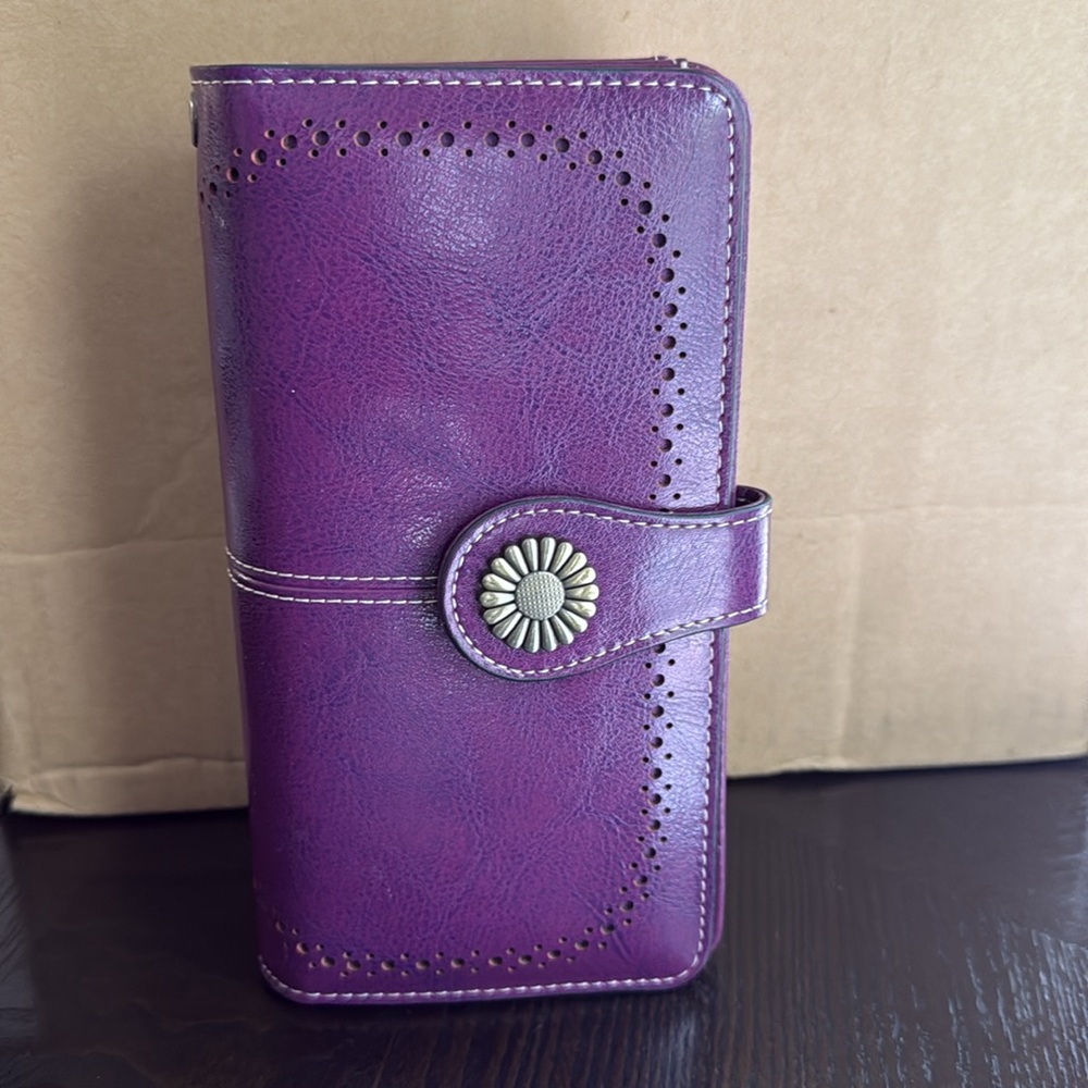 SENDEFN Purple Leather Wallet